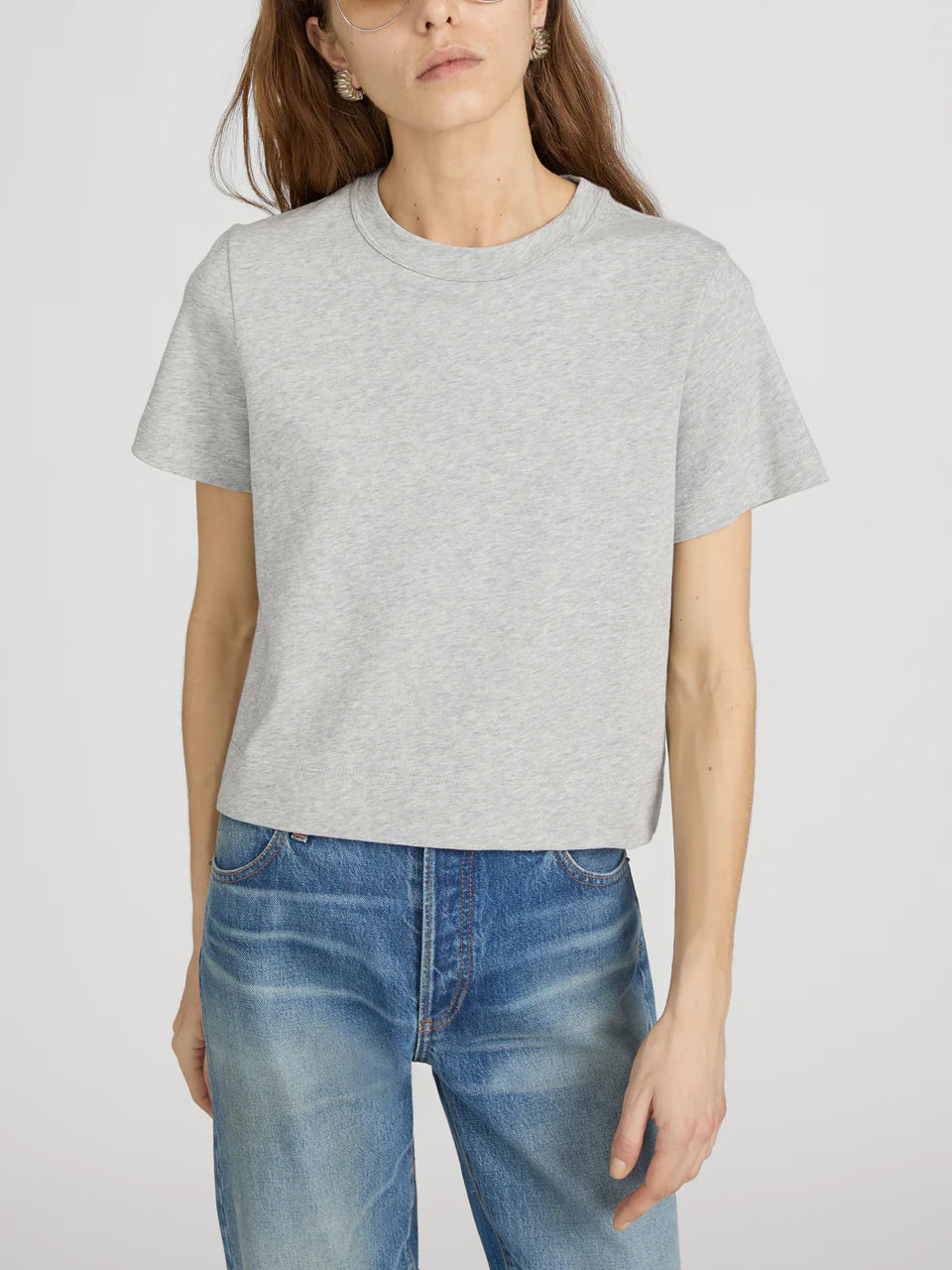 LEO BOUTIQUE The Heather Boxy Tee | Heather Grey FRAME DENIM