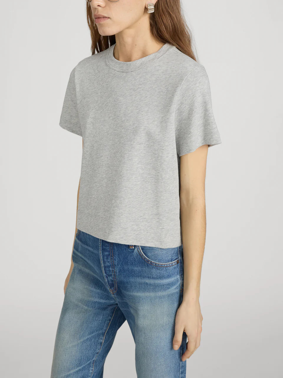 LEO BOUTIQUE The Heather Boxy Tee | Heather Grey FRAME DENIM