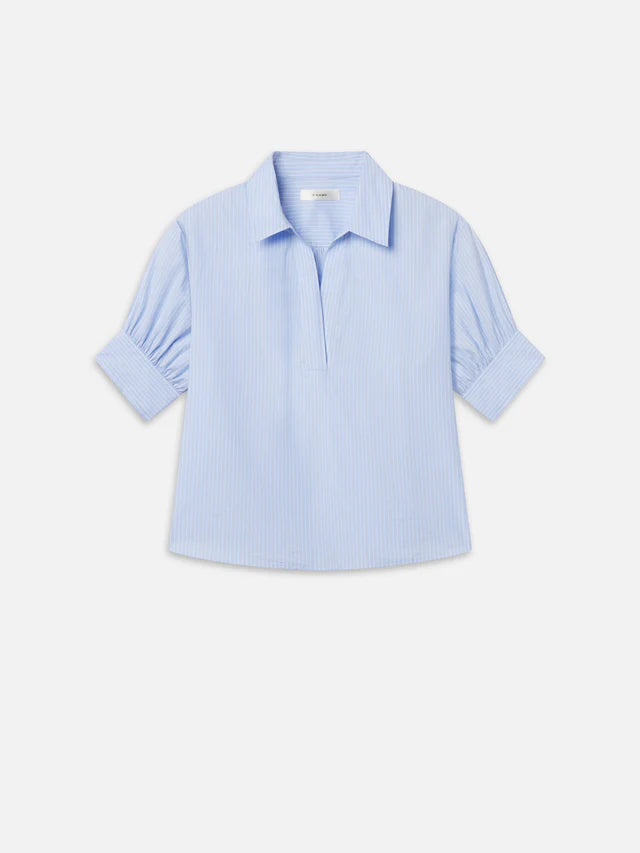 LEO BOUTIQUE The V-Neck Popover Top | Venice Blue Multi FRAME DENIM