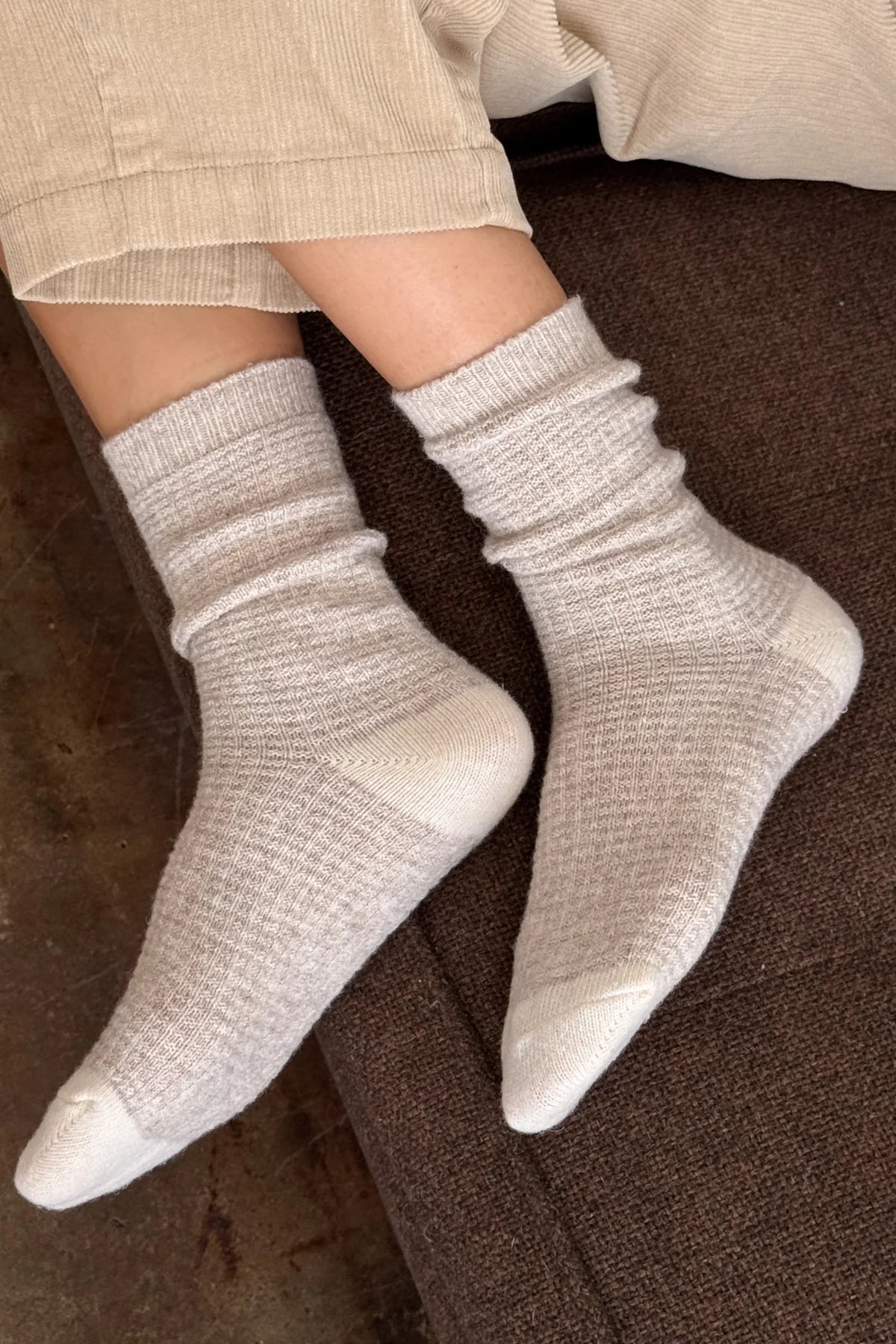 LEO BOUTIQUE Wool Waffled Socks | Oatmeal/Cream LE BON SHOPPE