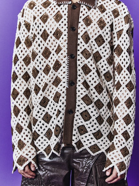 Andersson Bell CROCHET COTTON CARDIGAN Brown Leo Boutique