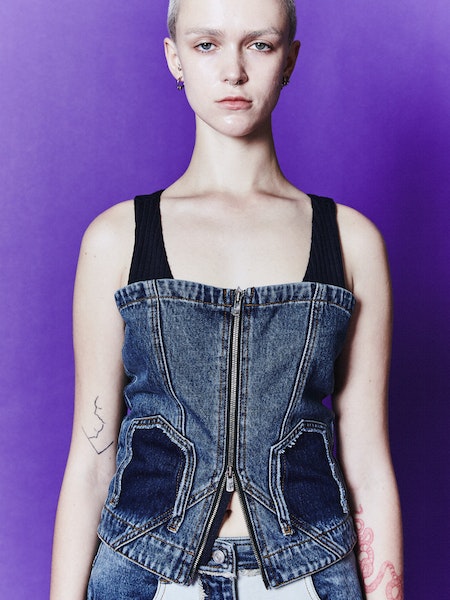 ANDERSSON BELL Cove deconstructed denim bustier LEO BOUTIQUE