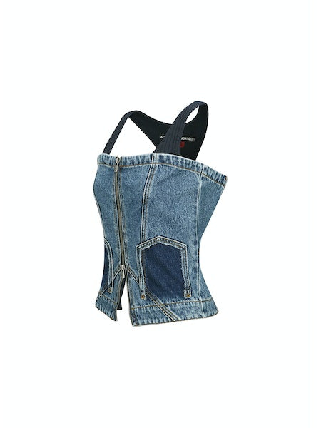 ANDERSSON BELL Cove deconstructed denim bustier LEO BOUTIQUE
