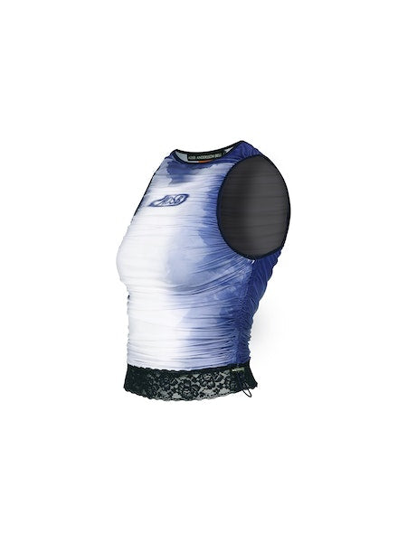 ANDERSSON BELL LISA WATERCOLOUR SPRAYED LOGO SHIRRING TOP LEO BOUTIQUE