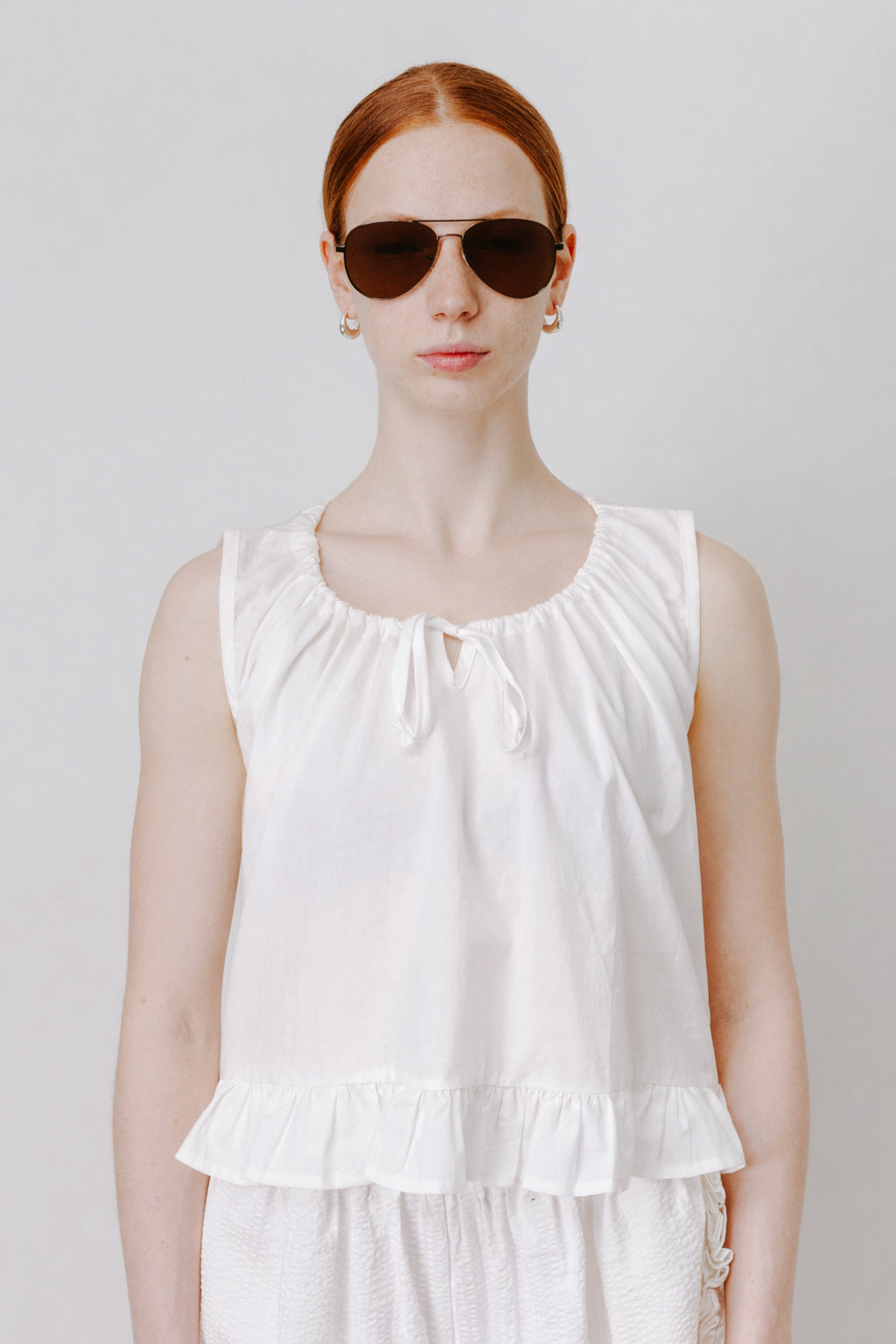 LEO BOUTIQUE Gari Poplin Ruffle Top | White ET TIGRE

