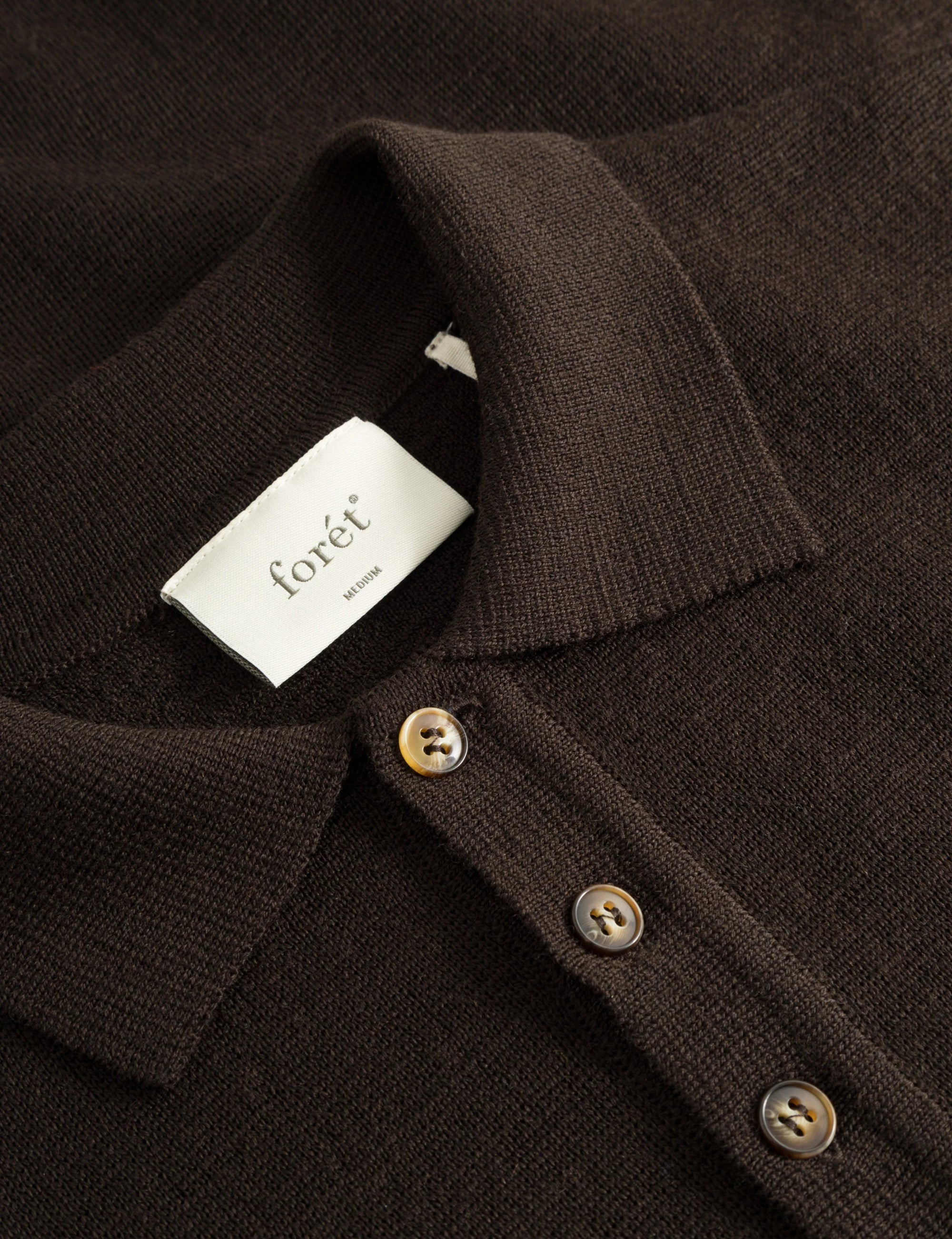 LEO BOUTIQUE Base Merino Polo Knit | Cold Brown Forét