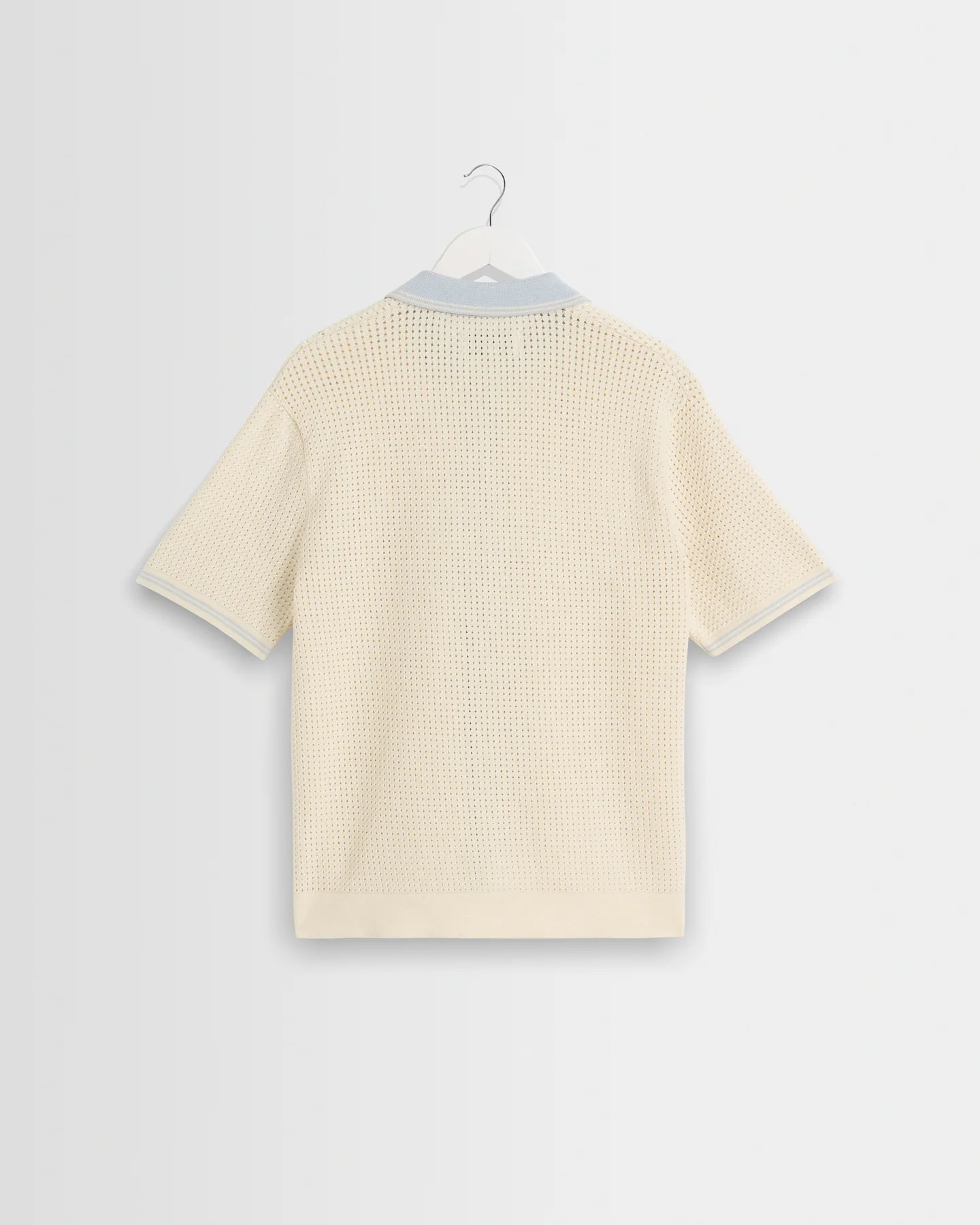 WAX LONDON Belle Shirt | Tipped Pointelle | Ecru / Pale Blue LEO BOUTI…