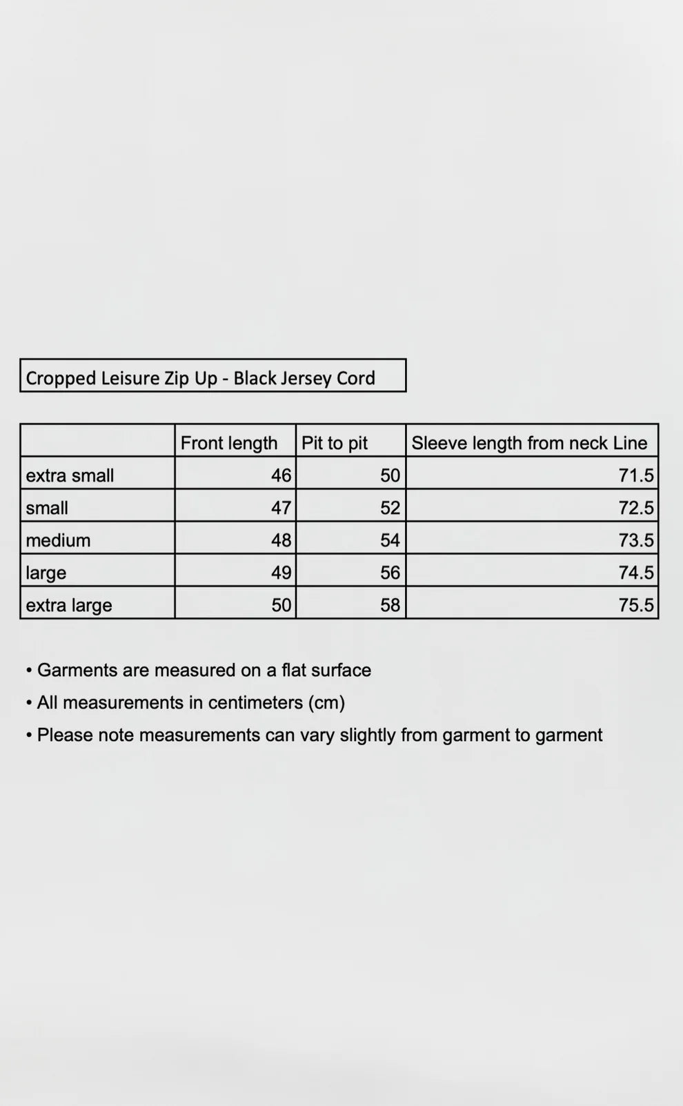 Cropped Leisure Zip Up | Black Jersey Cord