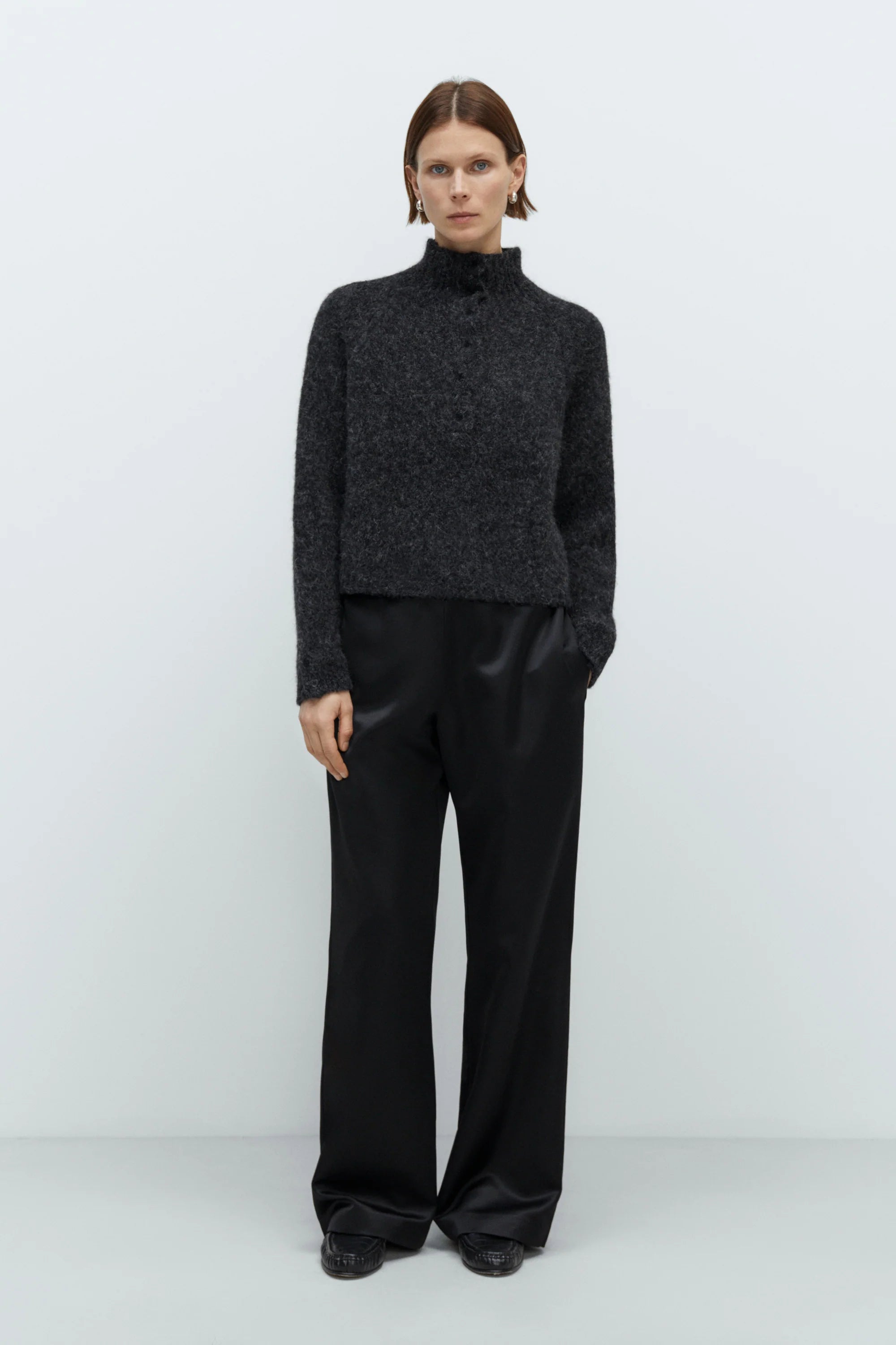 CORDERA Baby Alpaca Polo Sweater | Anthracite LEO BOUTIQUE 