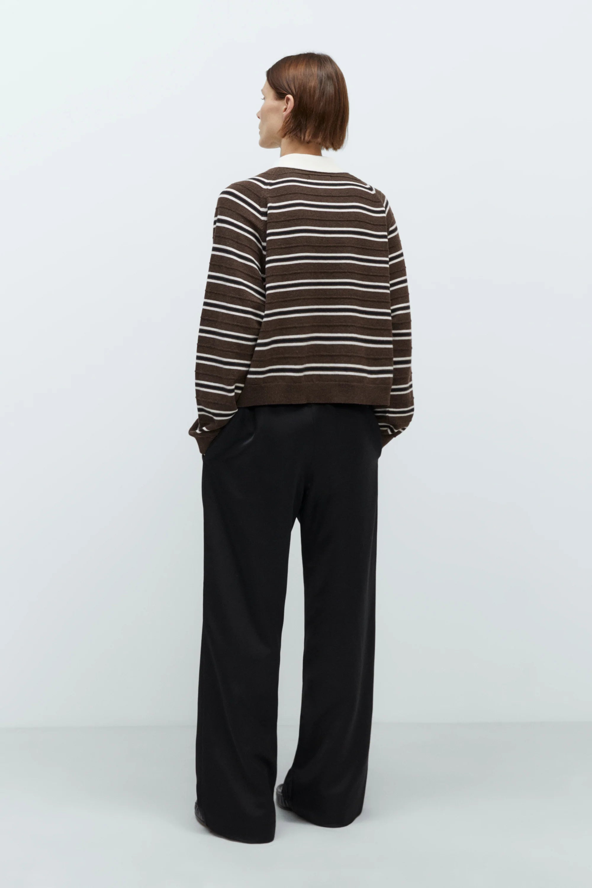 CORDERA Merino Wool Striped Polo | Brown LEO BOUTIQUE
