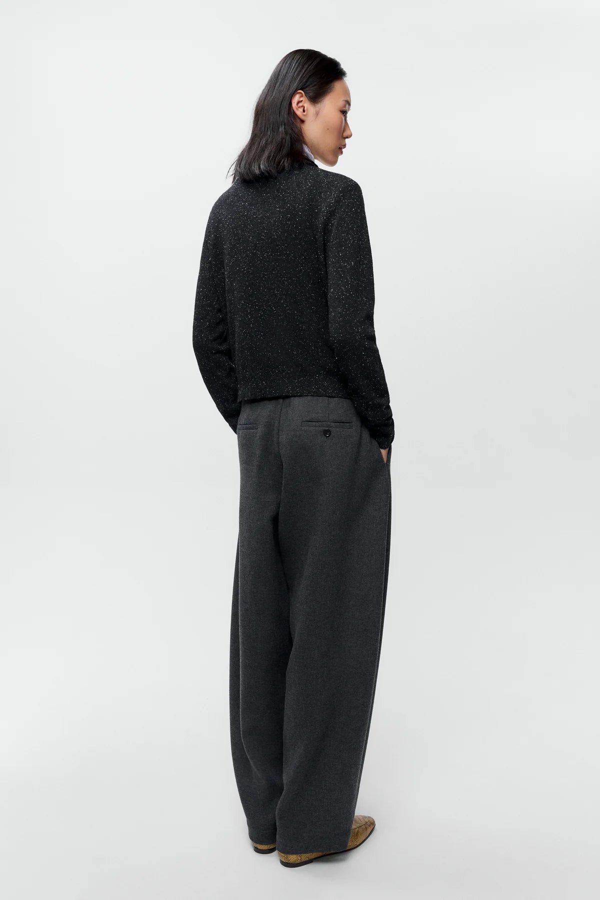 LEO BOUTIQUE Silk & Wool Flecked Polo | Black CORDERA