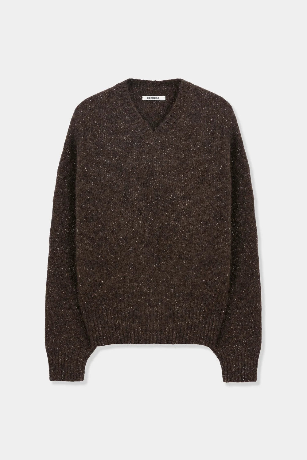 LEO BOUTIQUE Speckled V-Neck Sweater | Chocolate CORDERA