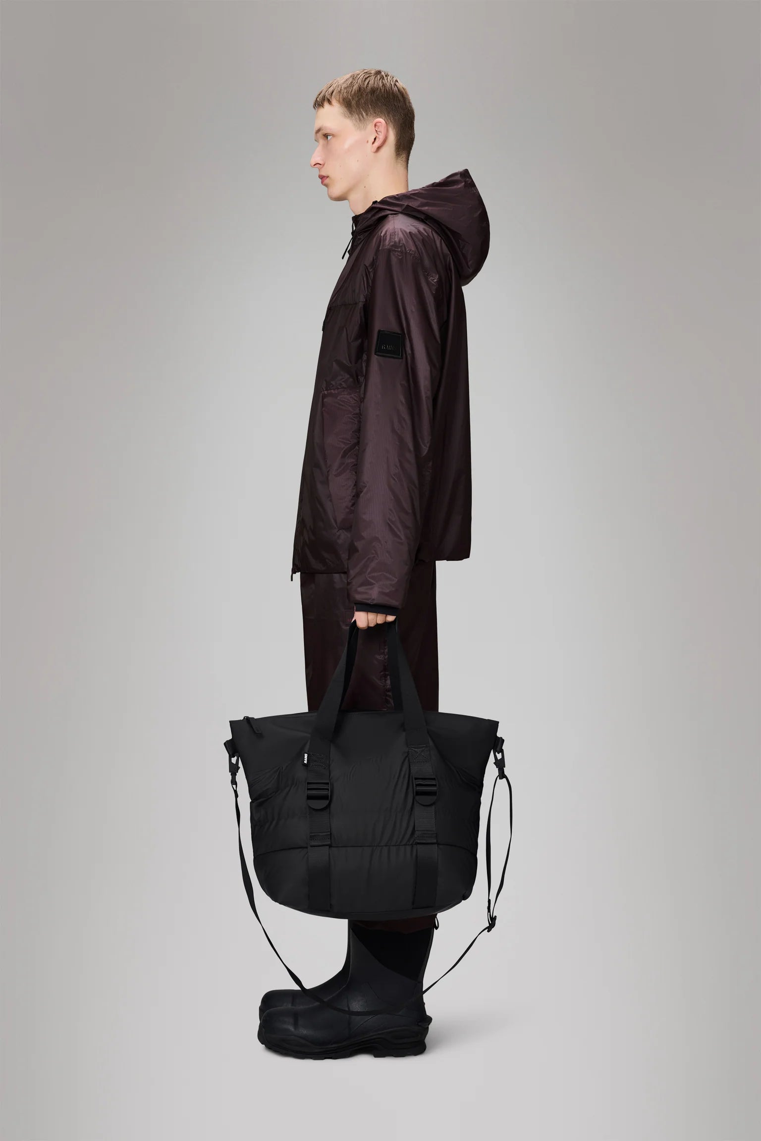 RAINS Puffer Mix Tote Bag Mini | Black LEO BOUTIQUE