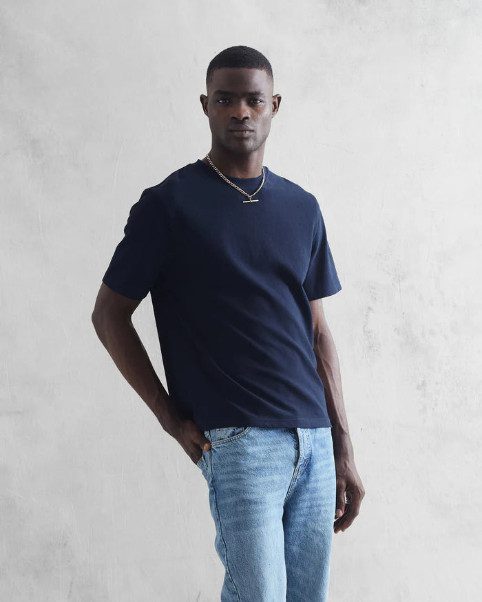 WAX LONDON Dean Tee | Textured Navy LEO BOUTIQUE