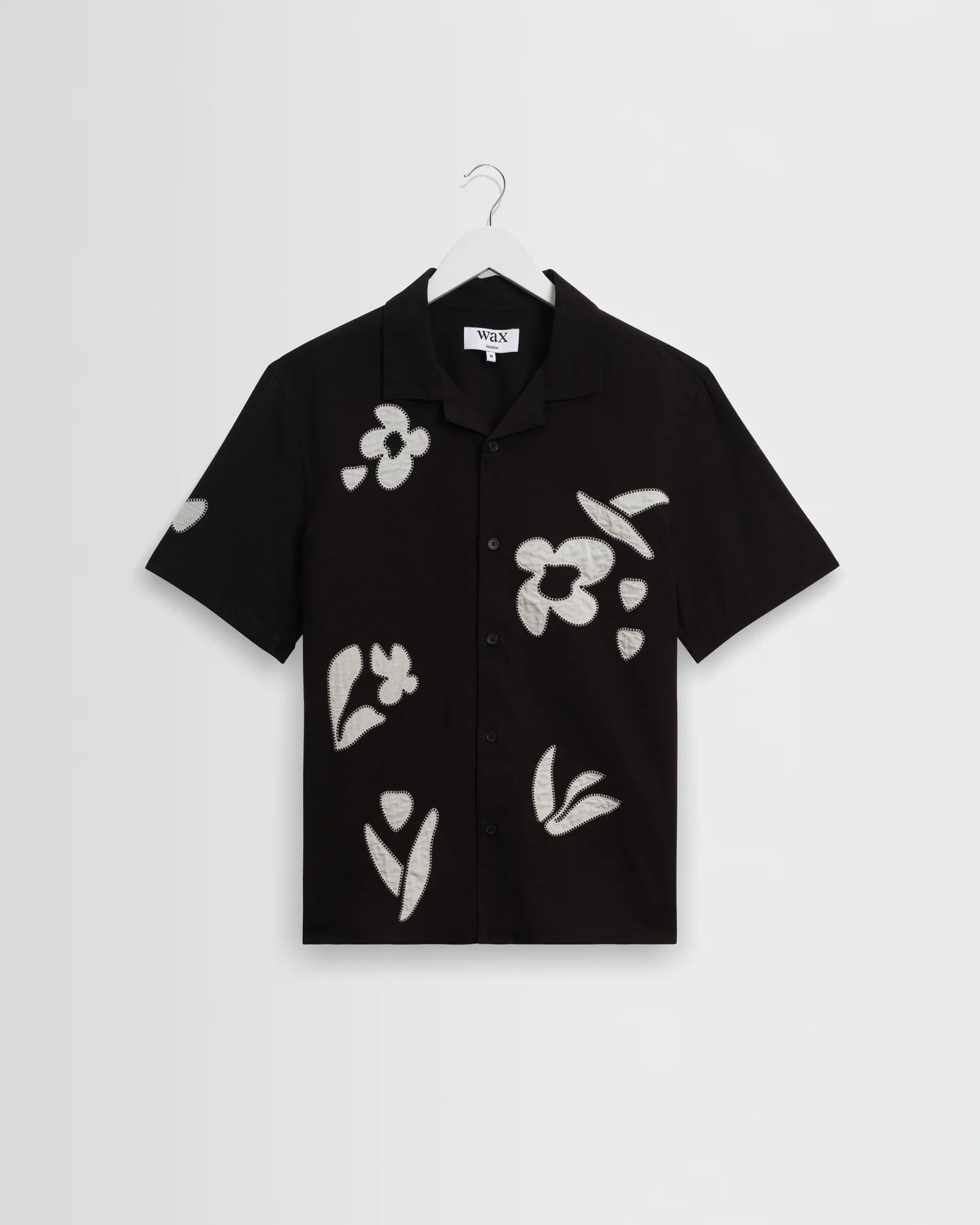 WAX LONDON Didcot Shirt | Abstract Appliqué | Black / Beige LEO BOUTIQ…