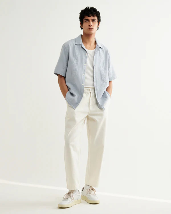 WAX LONDON Didcot Shirt | Double Weave Grid | Blue LEO BOUTIQUE