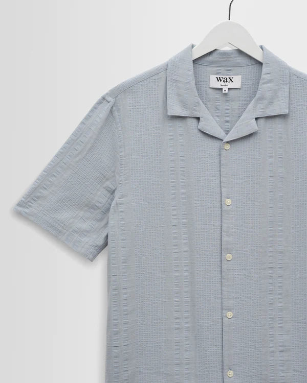 WAX LONDON Didcot Shirt | Double Weave Grid | Blue LEO BOUTIQUE