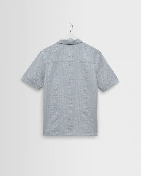 WAX LONDON Didcot Shirt | Double Weave Grid | Blue LEO BOUTIQUE