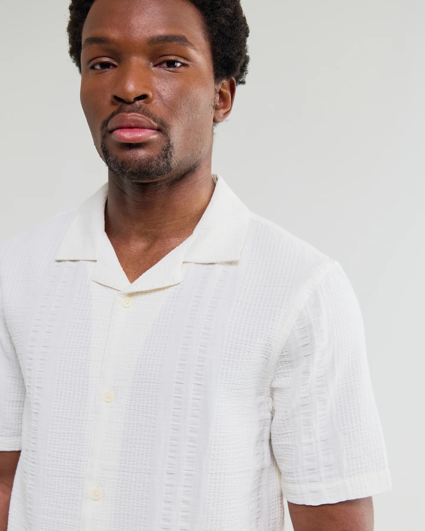 WAX LONDON Didcot Shirt | Double Weave Grid | Ecru LEO BOUTIQUE