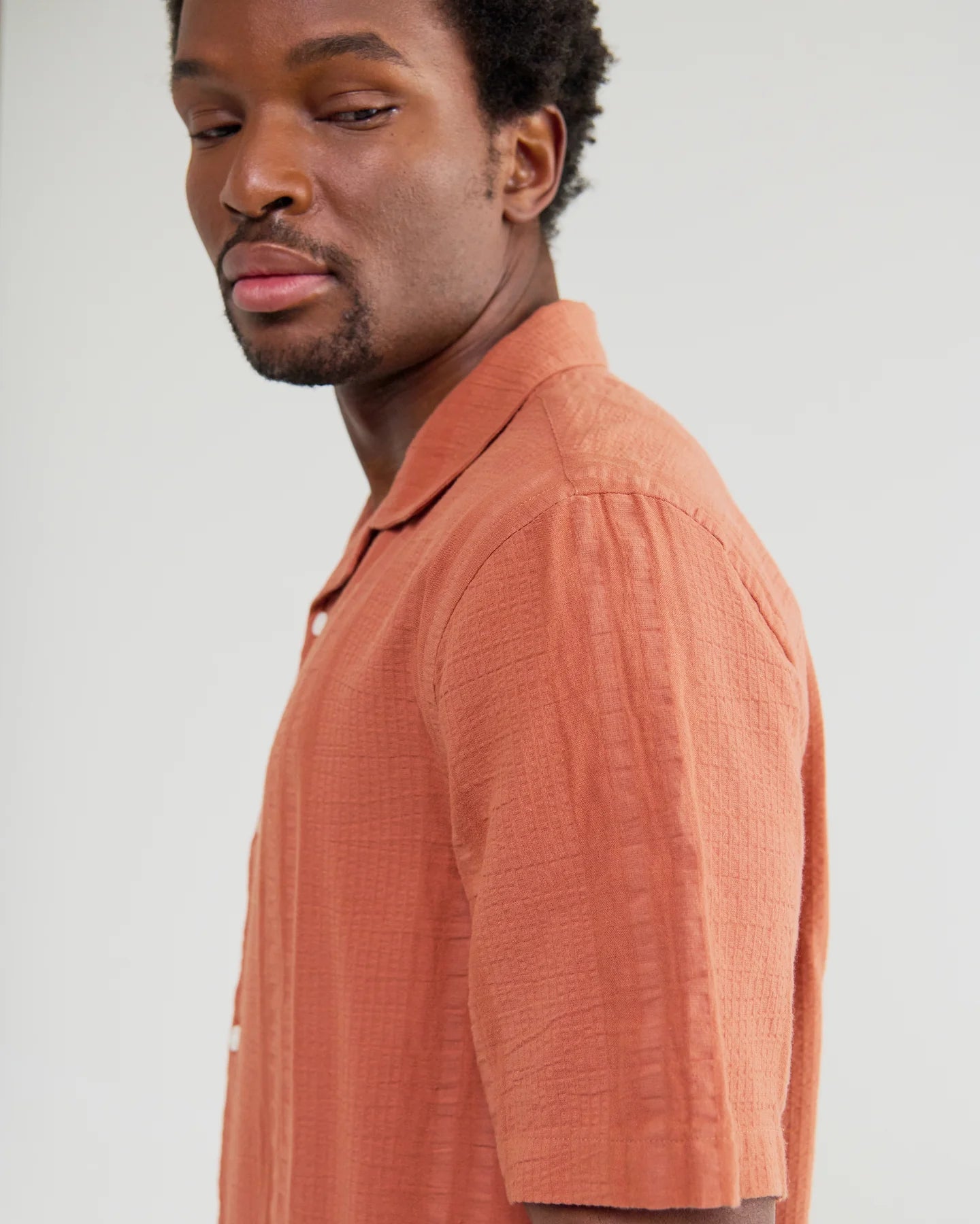 WAX LONDON Didcot Shirt | Double Weave Grid | Rust LEO BOUTIQUE
