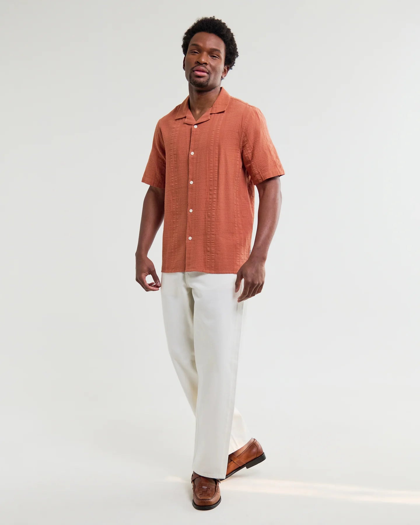 WAX LONDON Didcot Shirt | Double Weave Grid | Rust LEO BOUTIQUE