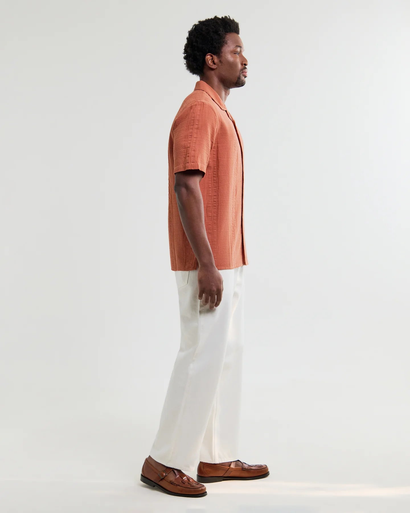 WAX LONDON Didcot Shirt | Double Weave Grid | Rust LEO BOUTIQUE