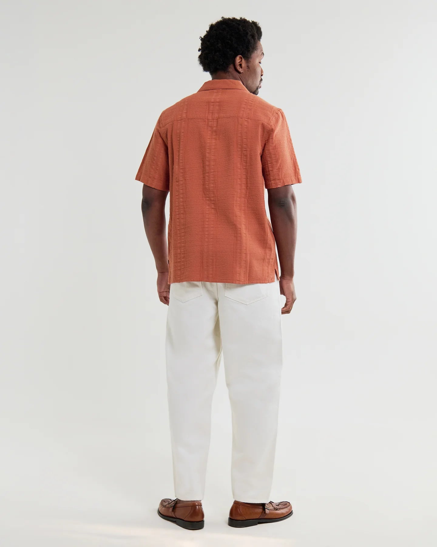 WAX LONDON Didcot Shirt | Double Weave Grid | Rust LEO BOUTIQUE