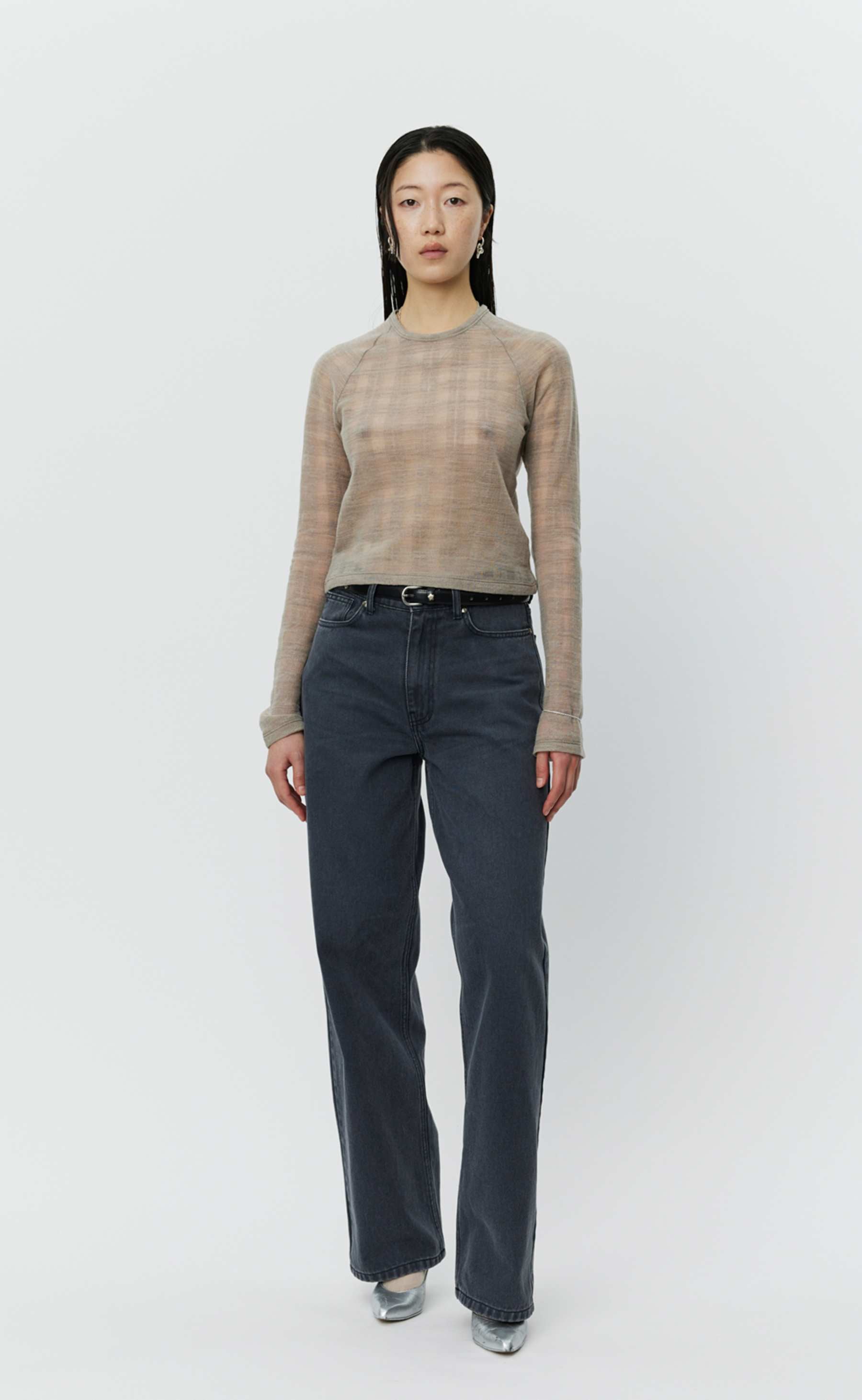 MFPEN Raglan L/S Tee | Beige Gauze Check LEO BOUTIQUE