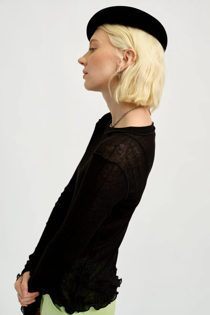 ELIZA FAULKNER Longsleeve Rib Tee Black LEO BOUTIQUE