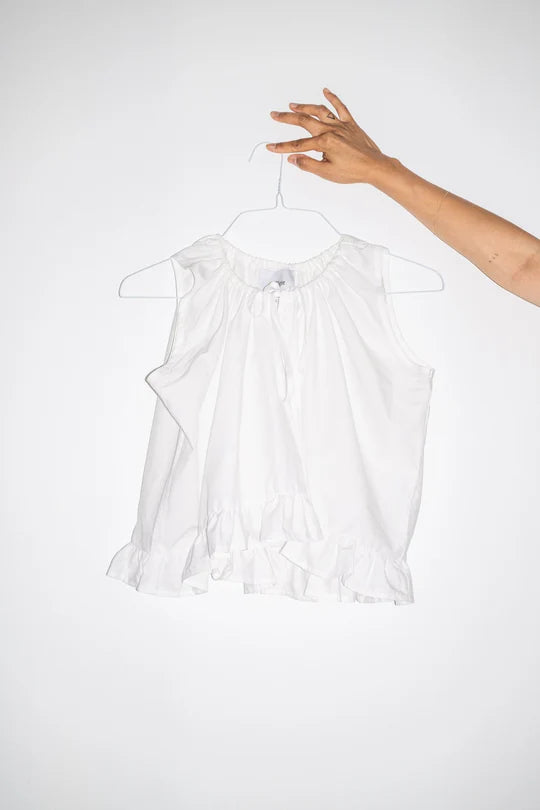 LEO BOUTIQUE Gari Poplin Ruffle Top | White ET TIGRE