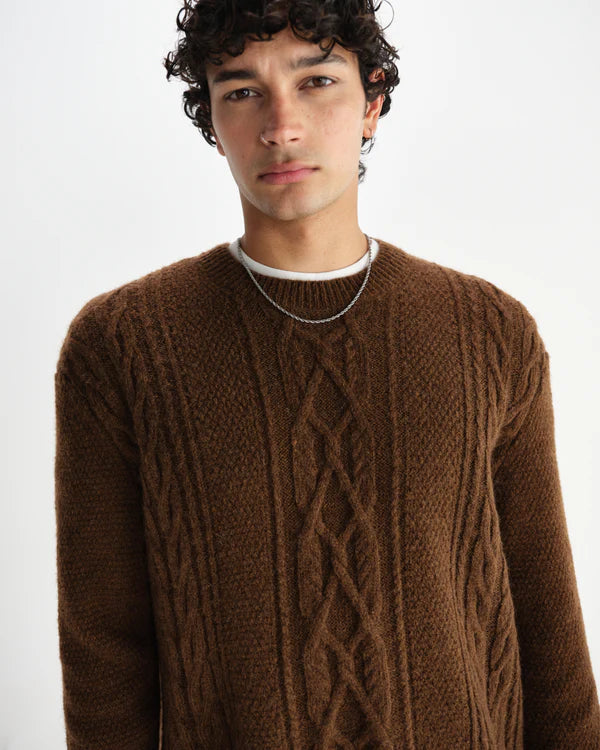 WAX LONDON Hyatt Crew Brush Cable | Brown LEO BOUTIQUE