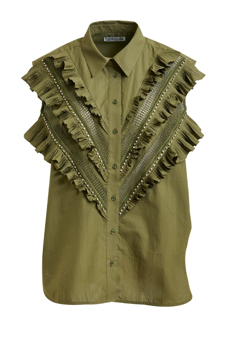 ESSENTIEL ANTWERP Jeandarlene Sleeveless Shirt | Olive Martini LEO BOU…