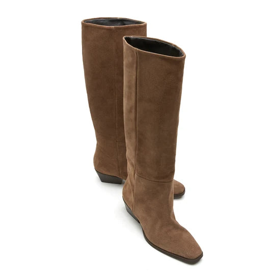 LEO BOUTIQUE Jonelle Tall Suede Boot | Taupe SISTER X SOEUR