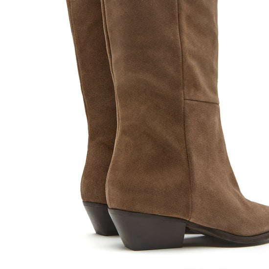 LEO BOUTIQUE Jonelle Tall Suede Boot | Taupe SISTER X SOEUR