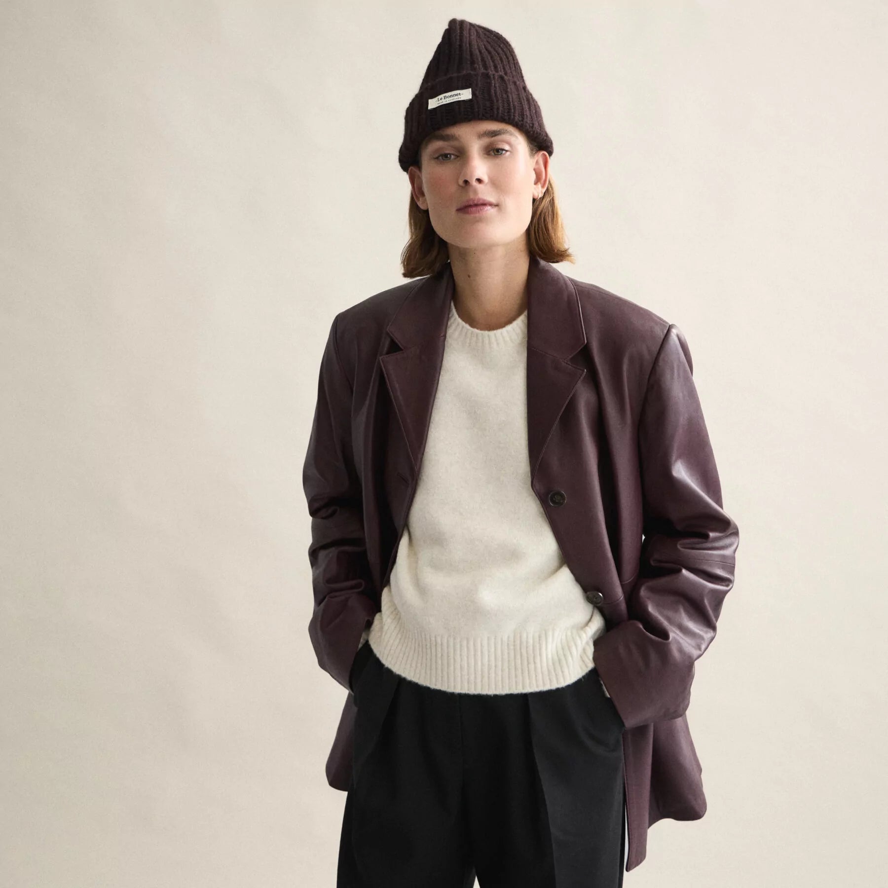 LE BONNET Knitted Hat | Sand LEO BOUTIQUE