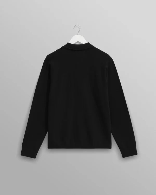 WAX LONDON Lennox Zip Polo Milano Ripple Stripe | Black LEO BOUTIQUE