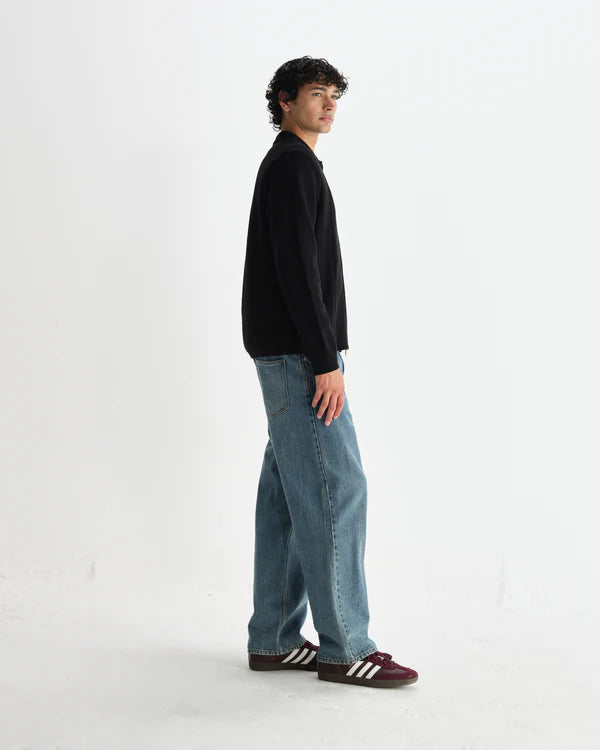 WAX LONDON Lennox Zip Polo Milano Ripple Stripe | Black LEO BOUTIQUE