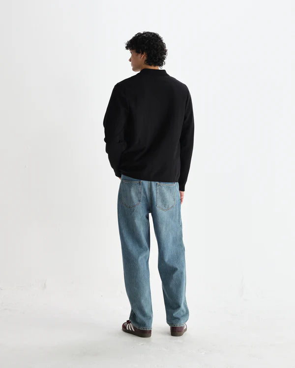 WAX LONDON Lennox Zip Polo Milano Ripple Stripe | Black LEO BOUTIQUE