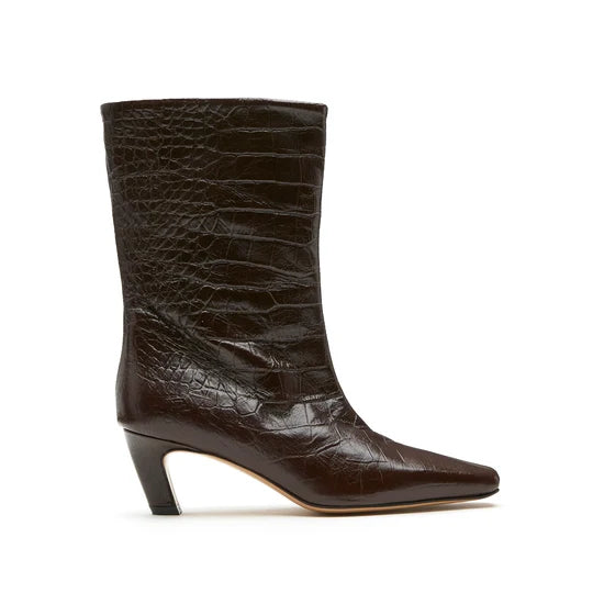 LEO BOUTIQUE Logan Croc Leather Boot | Dark Brown SISTER X SOEUR