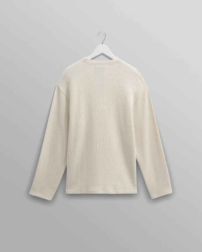 WAX LONDON Moore L/S T-Shirt Heavy Waffle | Ecru LEO BOUTIQUE