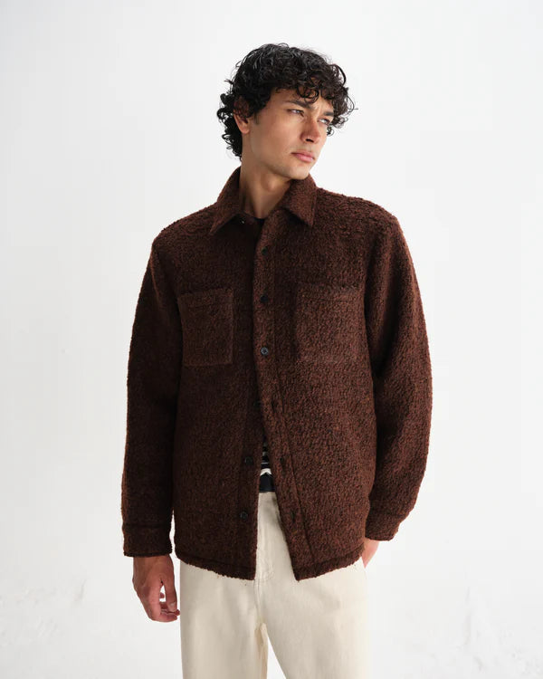 WAX LONDON Mount Reversible Overshirt Bobble Wool | Brown LEO BOUTIQUE
