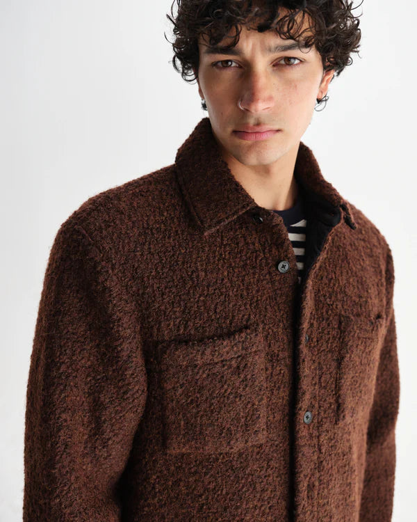 WAX LONDON Mount Reversible Overshirt Bobble Wool | Brown LEO BOUTIQUE
