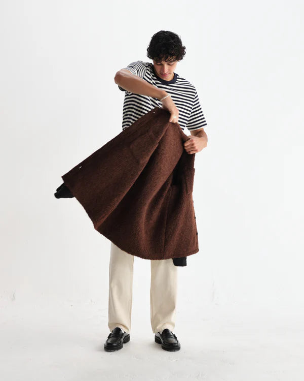 WAX LONDON Mount Reversible Overshirt Bobble Wool | Brown LEO BOUTIQUE