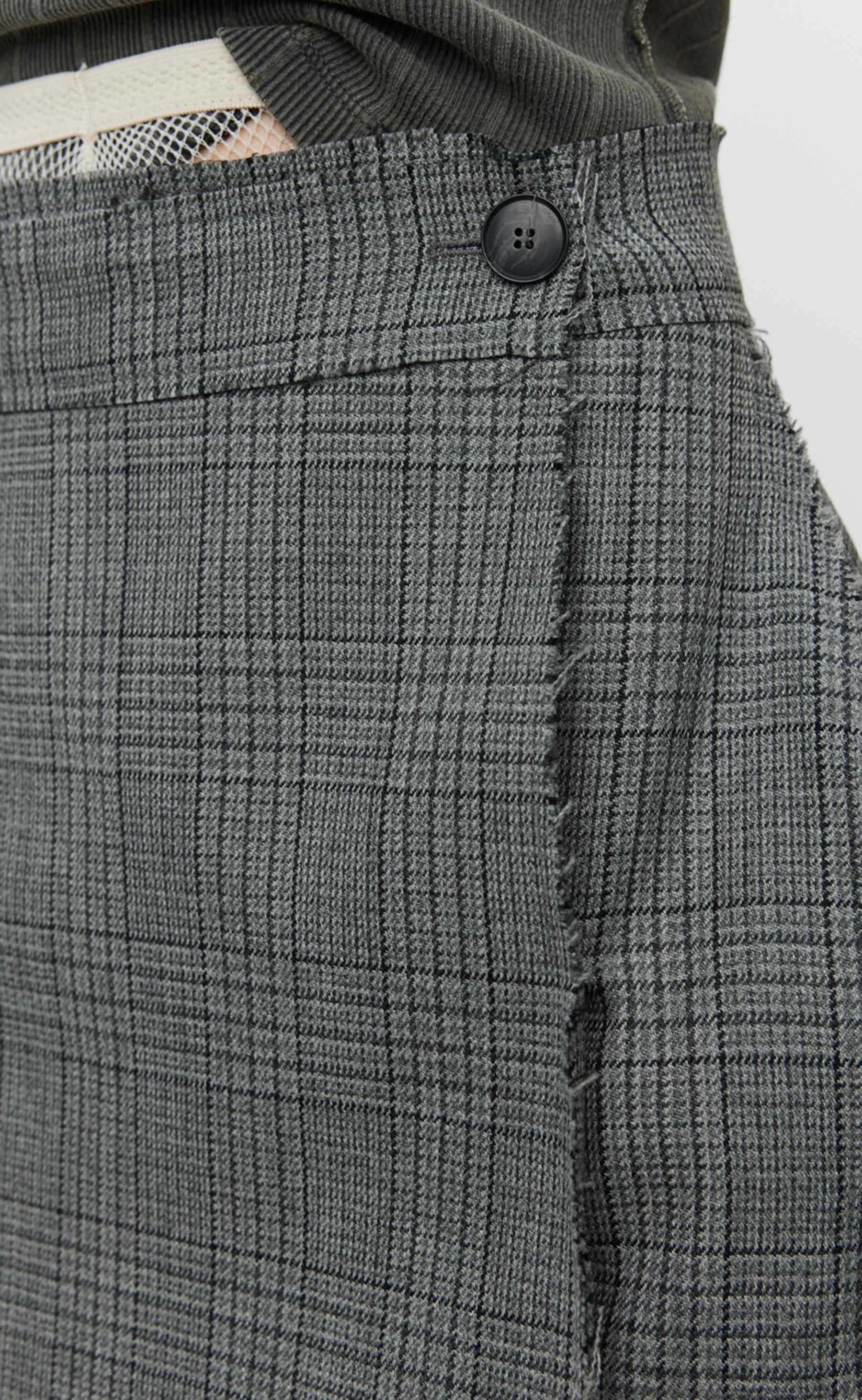 MFPEN Heavy Wool Wrap Skirt | Grey Glen Check LEO BOUTIQUE