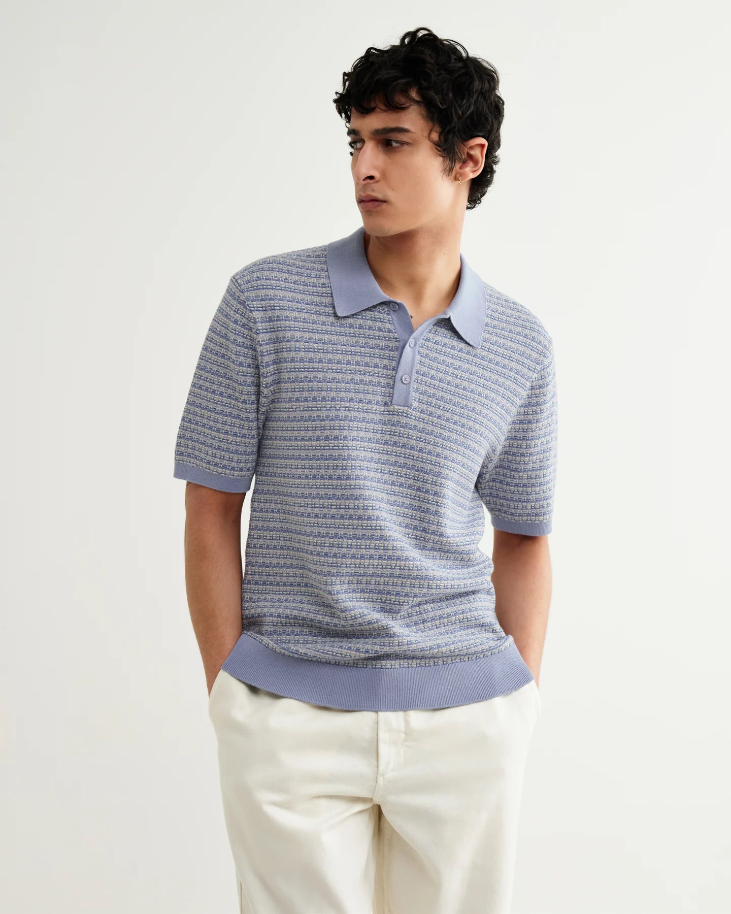 WAX LONDON Naples Polo | Mini Geo | Light Blue LEO BOUTIQUE