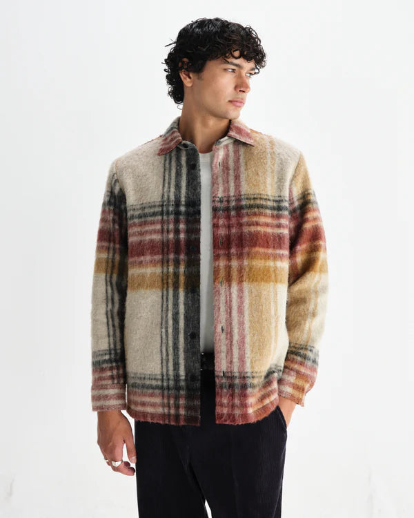 WAX LONDON Nolan Overshirt Wool Blend Check | Natural/Multi LEO BOUTIQUE