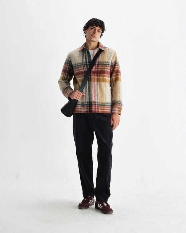 WAX LONDON Nolan Overshirt Wool Blend Check | Natural/Multi LEO BOUTIQUE