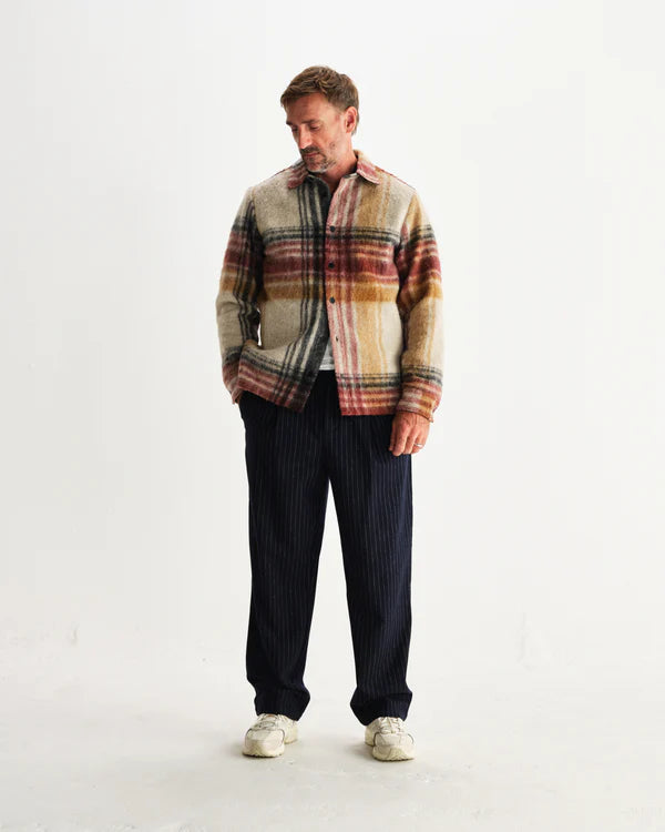 WAX LONDON Nolan Overshirt Wool Blend Check | Natural/Multi LEO BOUTIQUE