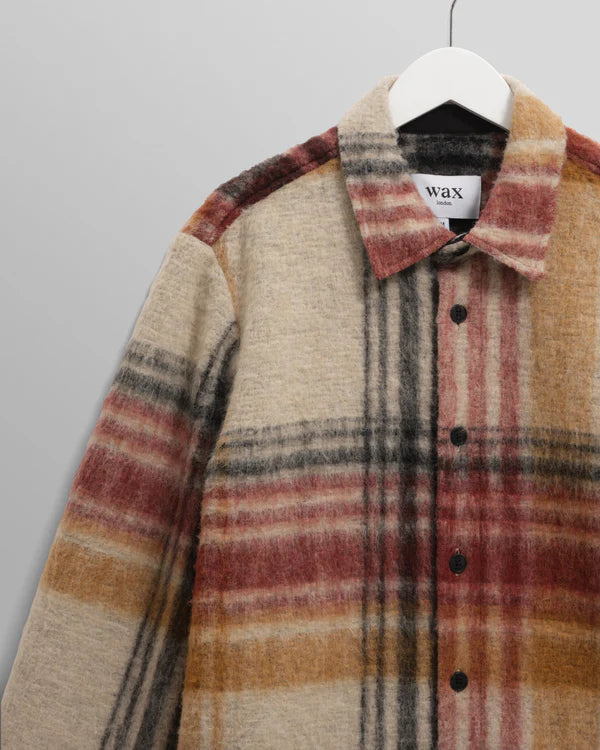 WAX LONDON Nolan Overshirt Wool Blend Check | Natural/Multi LEO BOUTIQUE