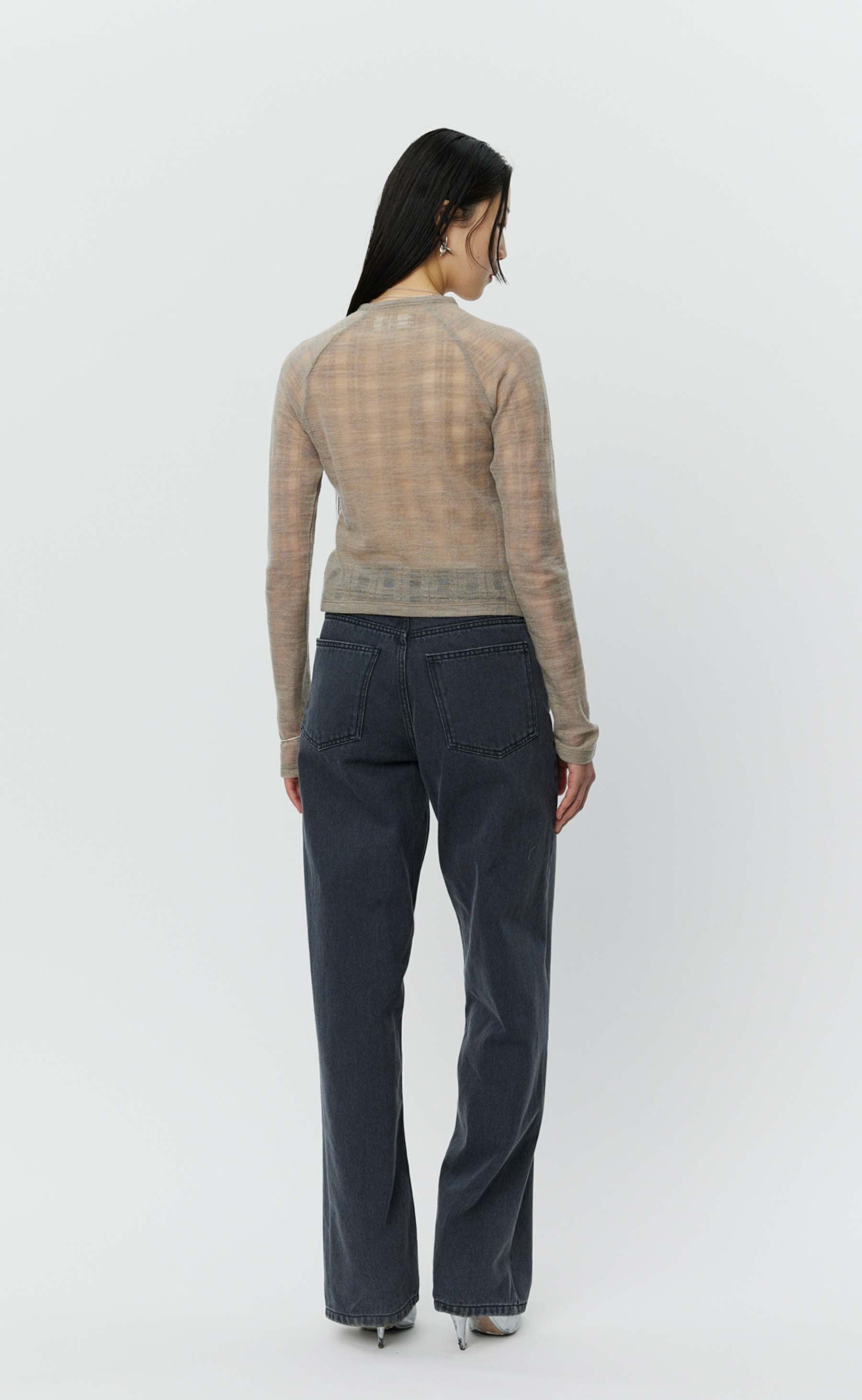 MFPEN Raglan L/S Tee | Beige Gauze Check LEO BOUTIQUE